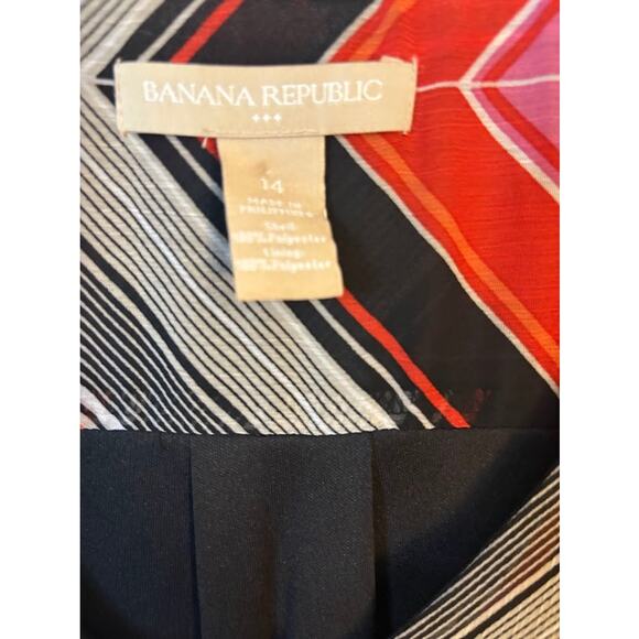 Banana Republic Chevron V-Neck Tie Waist Shift Dress - Size 14 - Picture 5 of 10